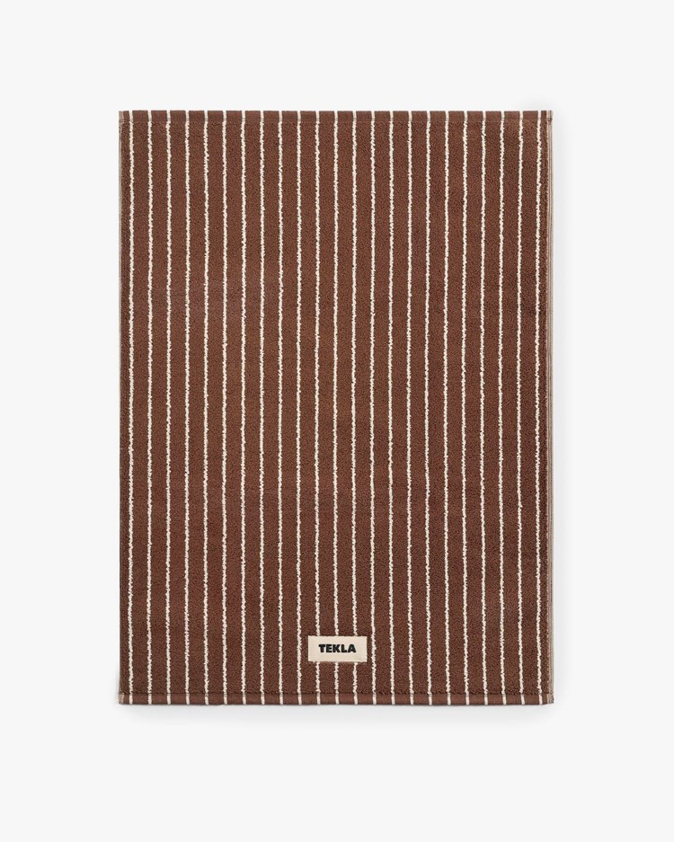Tekla Terry Bath Mat Rust Stripes