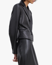 House of Dagmar Tailored Leather Blazer Black