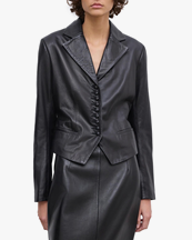 House of Dagmar Tailored Leather Blazer Black