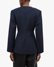 House of Dagmar Sb Collarless Blazer Dark Navy