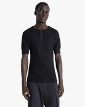 LEMAIRE Rib Henley Top Black