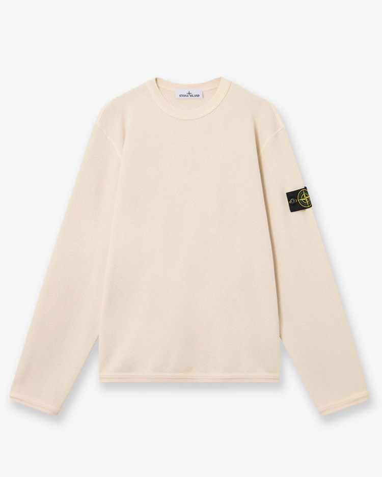 Stone Island 6100011 Mesh Cotton Crewneck Sweater Ivory