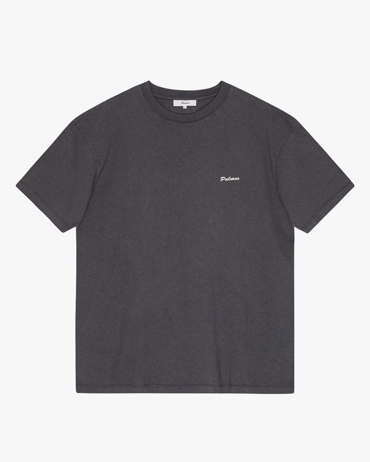 Palmes Screen-Printed Logo T-Shirt Charcoal
