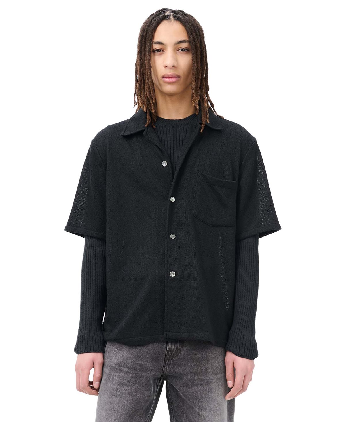 Our Legacy Box Shirt Shortsleeve Black Boucle - Vallgatan 12