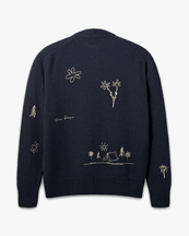 Forét Bird Embroidery Knit Jacket Navy