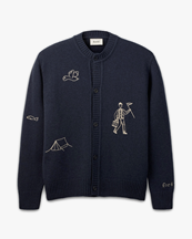 Forét Bird Embroidery Knit Jacket Navy
