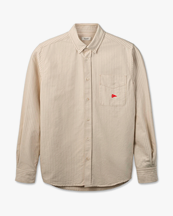 Forét Flag Regular Fit Pocket Oxford Shirt Taupe Stripe