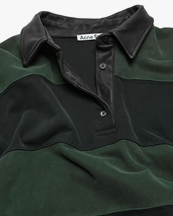 Acne Studios Leather Collar Rugby Polo Shirt Forest Greenblack