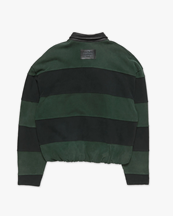 Acne Studios Leather Collar Rugby Polo Shirt Forest Greenblack
