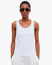 House of Dagmar Fitted Rib Tank Top White