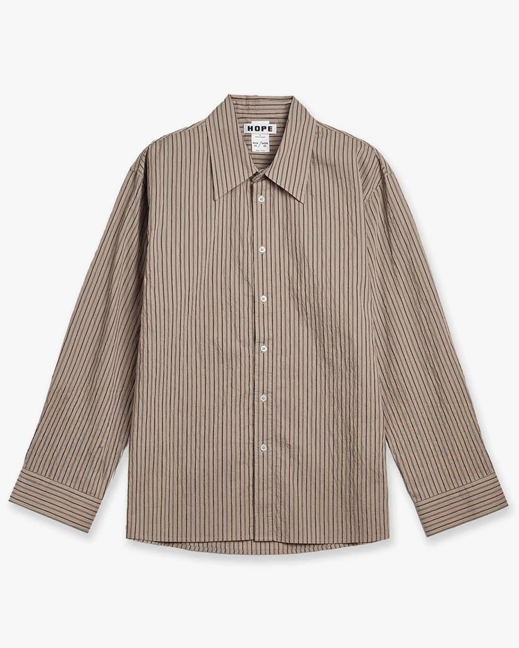 HOPE File Shirt Vintage Brown Stripe
