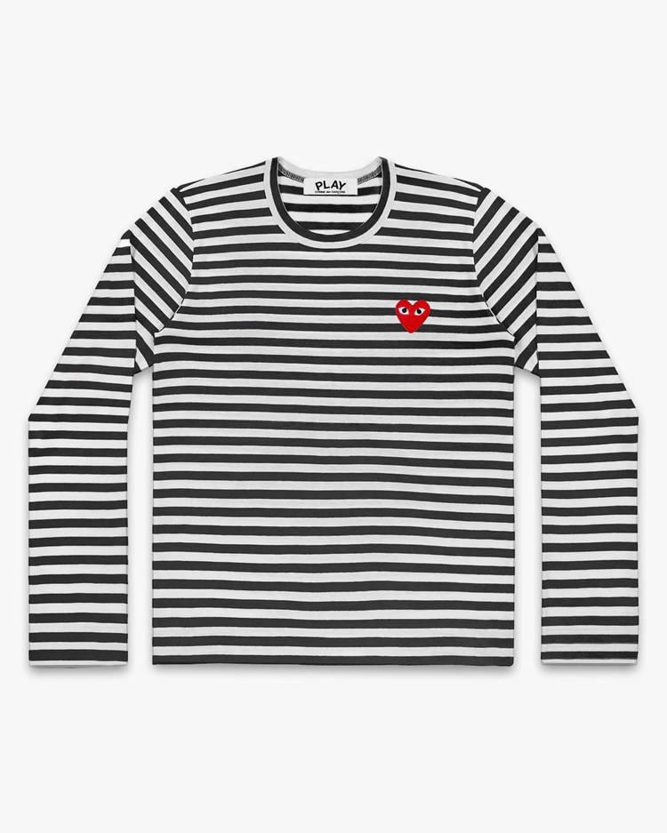 Comme des Garçons Play Striped Heart Long Sleeve T-Shirt Black/White