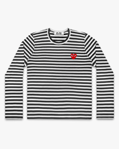 Comme des Garçons Play Striped Heart Long Sleeve T-Shirt Black/White