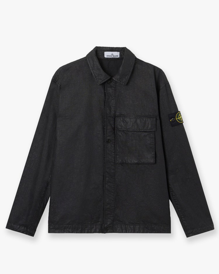 Stone Island 1200003 Buttoned Nylon Overshirt Black