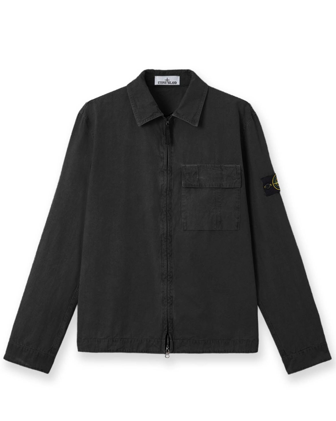 Stone Island 1200008 Brushed Cotton Zip Overshirt Charcoal