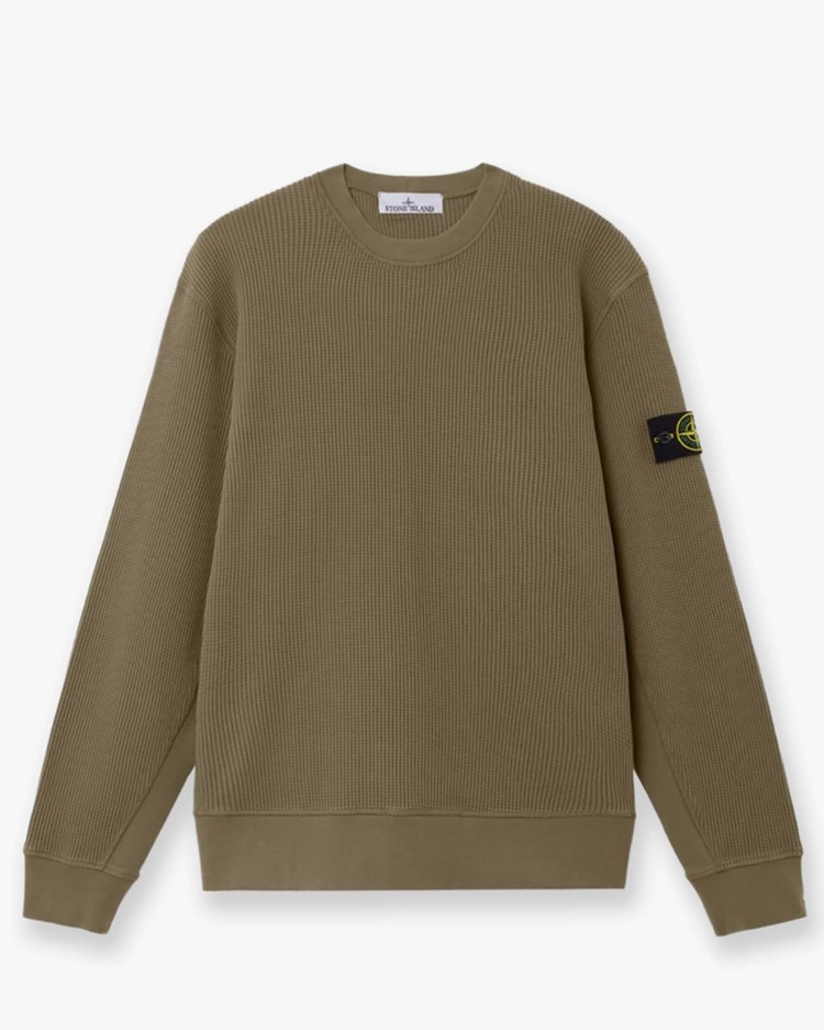 Stone Island 6100056 Waffled Cotton Sweatshirt Military Green