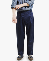 Forét Writer Relaxed Fit Pleated Pants Navy