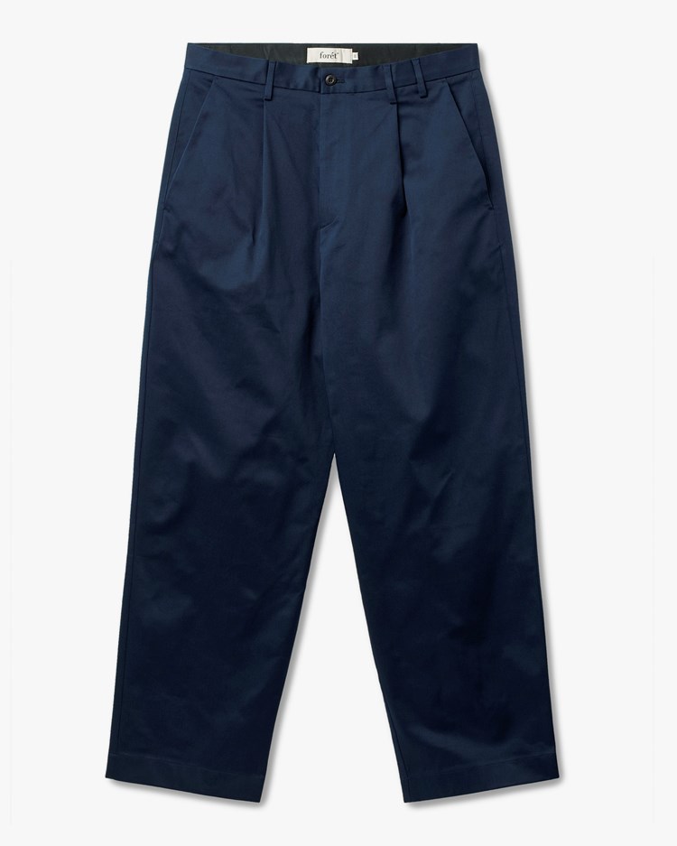 Forét Writer Relaxed Fit Pleated Pants Navy