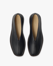 LEMAIRE Flat Piped Slippers M Black/Dark Chocolate