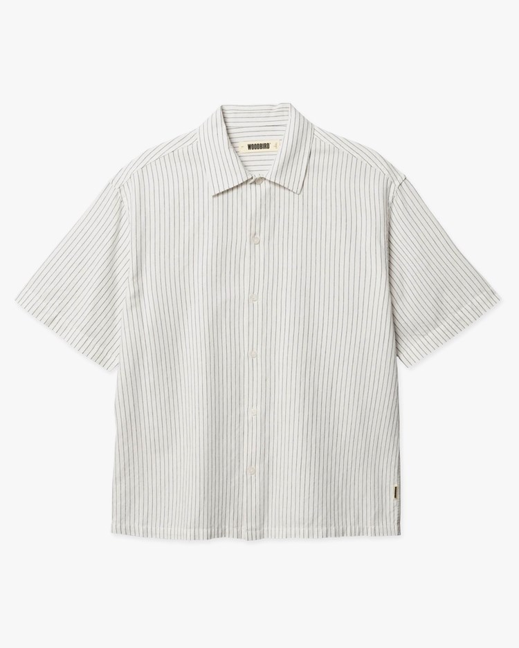 Woodbird Wang Tai Stripe Shirt White Stripe