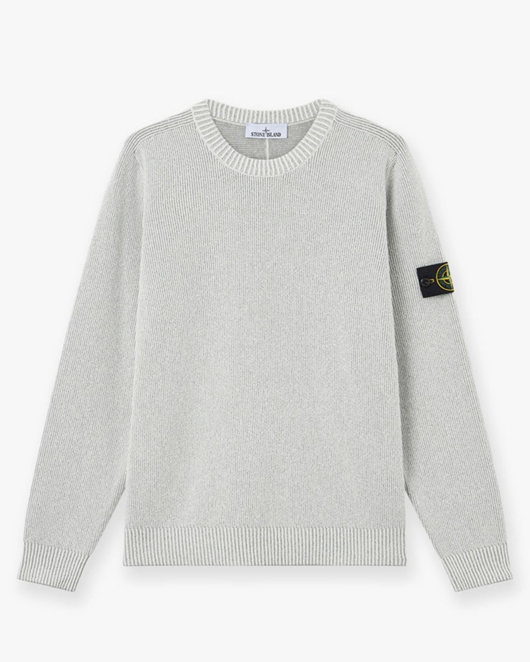 Stone Island 5100033 Cotton Bouclé Crewneck Sweater Melange Pearl Grey