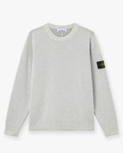 Stone Island 5100033 Cotton Bouclé Crewneck Sweater Melange Pearl Grey