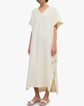 House of Dagmar Rouched V-Neck Dress Off White