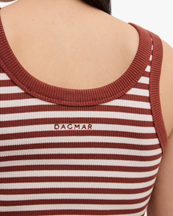 House of Dagmar Ribbed Tank Top White Mahogny Red