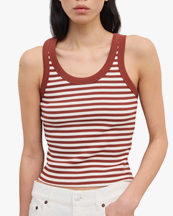 House of Dagmar Ribbed Tank Top White Mahogny Red