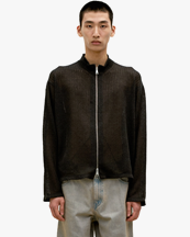 Coor Linen Knit Zip-Up Charcoal
