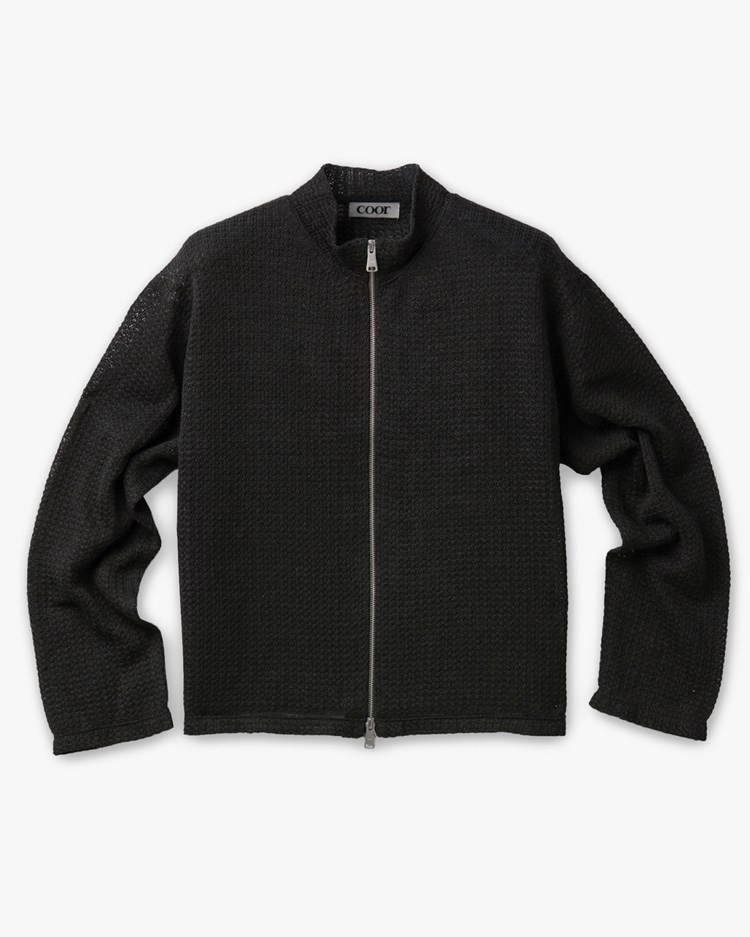 Coor Linen Knit Zip-Up Charcoal
