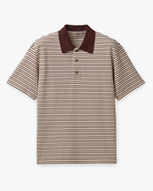 Coor Multi-Pin Stripe Polo Shirt Brown