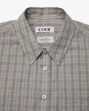 Coor Alternative Wrinkle Check Half Shirt Washed Khaki Beige