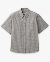 Coor Alternative Wrinkle Check Half Shirt Washed Khaki Beige