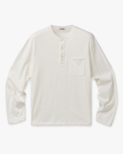Coor One-Pocket Long Sleeve Henley T-Shirt White