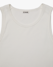 Coor Scoop-Neck Ribbed Singlet White