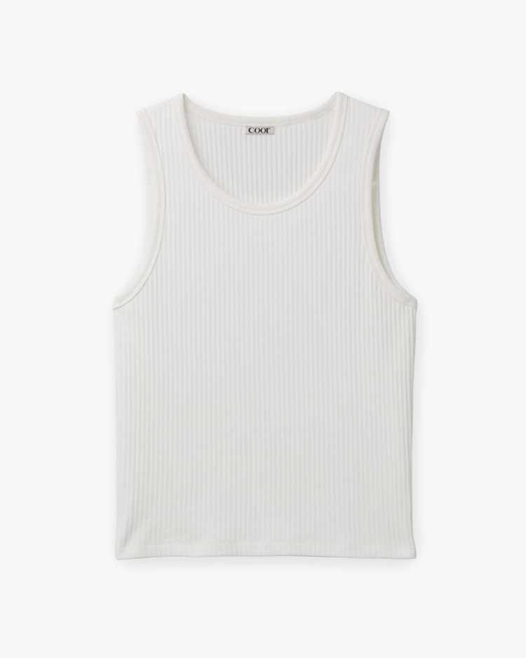 Coor Scoop-Neck Ribbed Singlet White