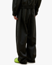 Coor Stripe Wool Blend Pleated Trousers Charcoal Gray