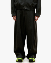 Coor Stripe Wool Blend Pleated Trousers Charcoal Gray