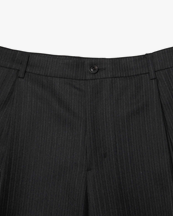 Coor Stripe Wool Blend Pleated Trousers Charcoal Gray
