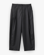 Coor Stripe Wool Blend Pleated Trousers Charcoal Gray