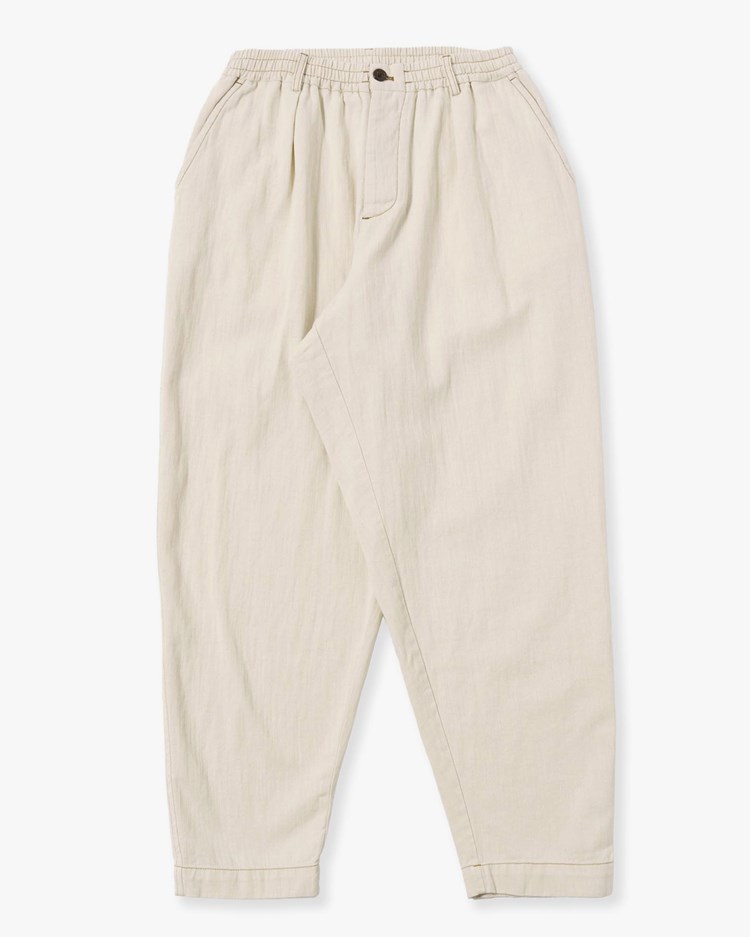 Universal Works Pleated Track Pant Cotton Linen Ecru