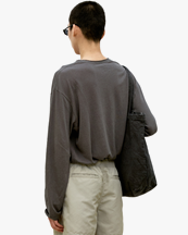 Coor Linen Blend Long Sleeve T-Shirt Charcoal Gray