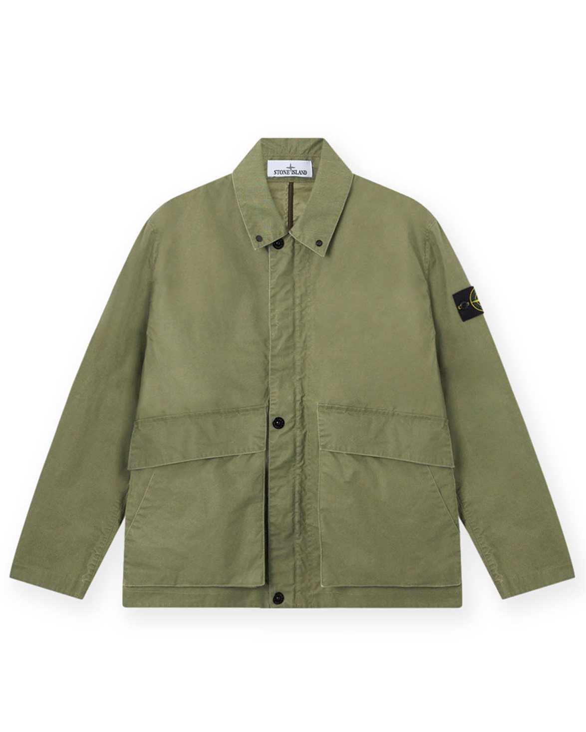 Stone Island 4100054 Waxed Pigment Cotton Coach Jacket Military