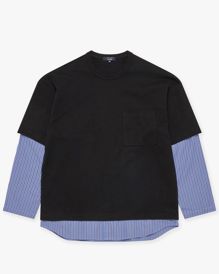 Comme des Garçons Homme Layered Shirt With T-Shirt Black/Sax/White/Navy