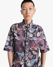 LEMAIRE Short Sleeve Shirt Black/Plum