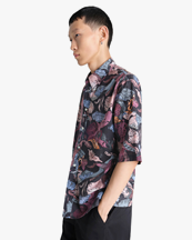 LEMAIRE Short Sleeve Shirt Black/Plum