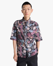 LEMAIRE Short Sleeve Shirt Black/Plum