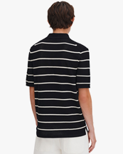 Filippa K Striped Mesh Polo Blackwhite
