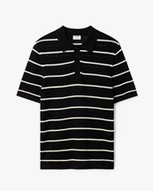 Filippa K Striped Mesh Polo Blackwhite